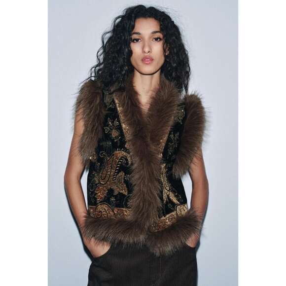 ZARA ZW COLLECTION EMBROIDERED VEST LIMITED EDITION - Picture 1 of 7